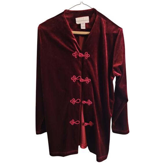 NATORIOUS Red Velvet Jacket Frog & Loop Sz Small  Kitschy Romantic Dopamine - Picture 9 of 10